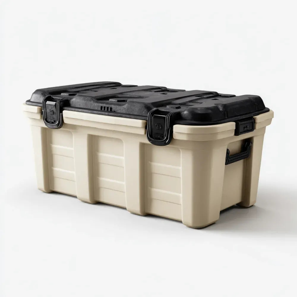 Plastic Storage Box 80x45x40 cm 100L – Beige/Black – Durable Design
