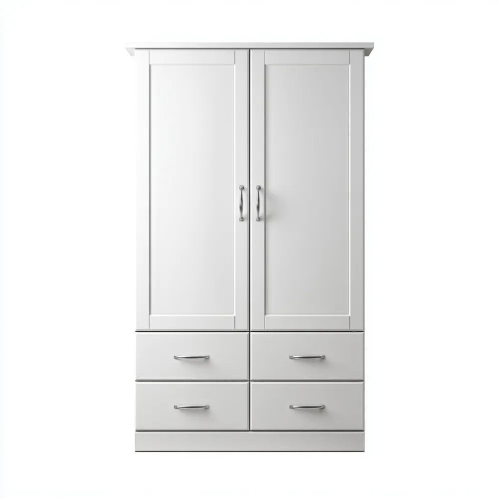 Wardrobe 200x120x60 cm - White - Contemporary Design