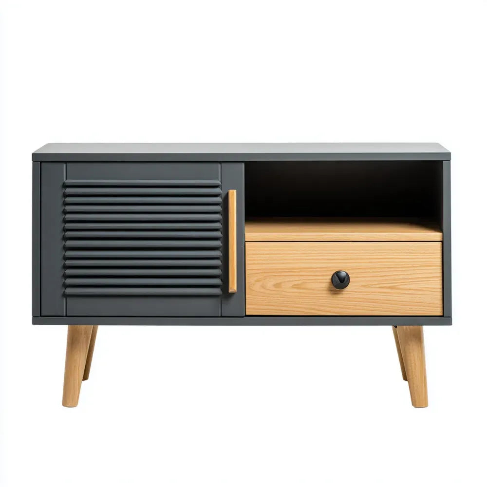 TV Stand Wood 120x40x50 cm - Black/Natural - Modern Style