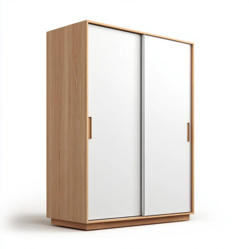 Wardrobe with Sliding Doors 120x200x60 cm - White/Oak - Modern Design