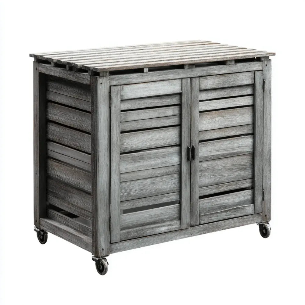 Outdoor Storage Cabinet 85x50x90 cm - Gray - Slatted Design