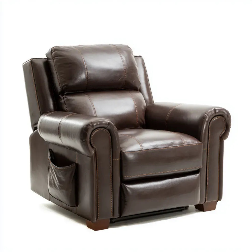 Recliner Armchair Faux Leather 85x90x100 cm - Dark Brown - Classic Design