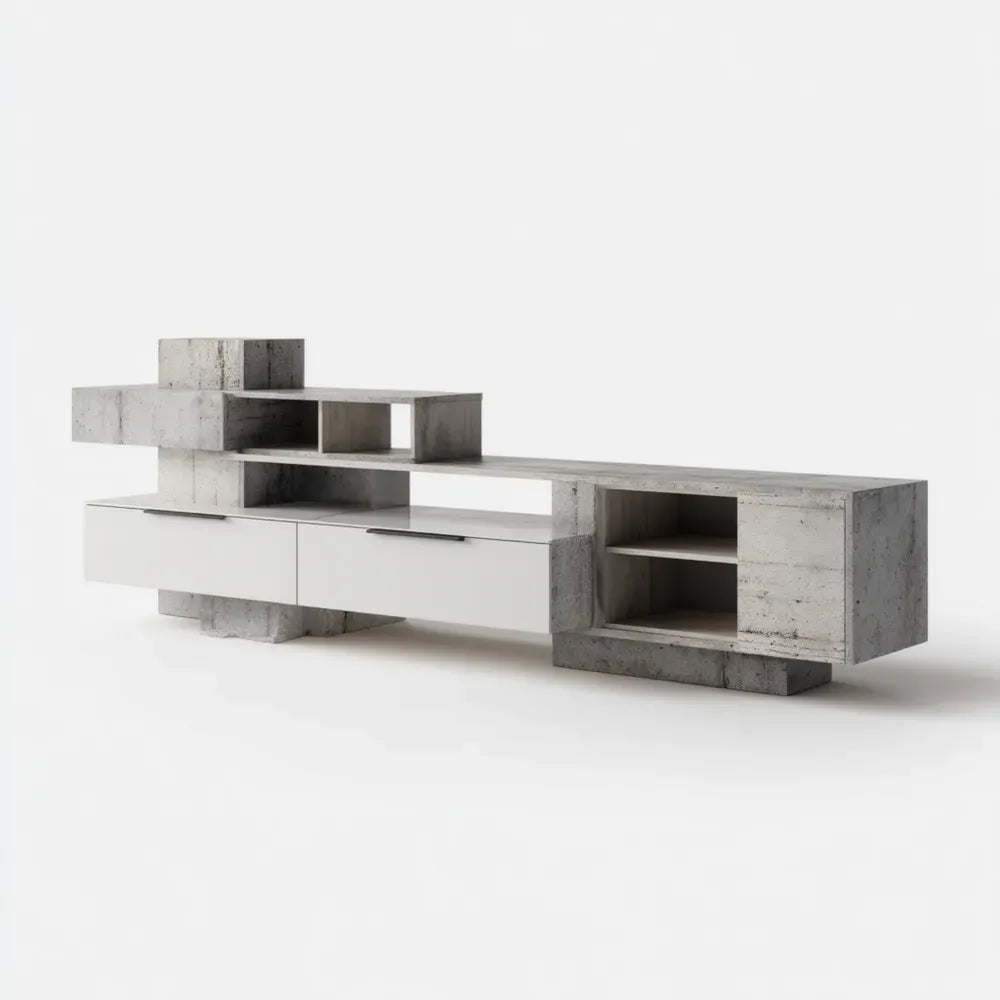 TV Stand Concrete Finish 200x45x55 cm – Modern Design