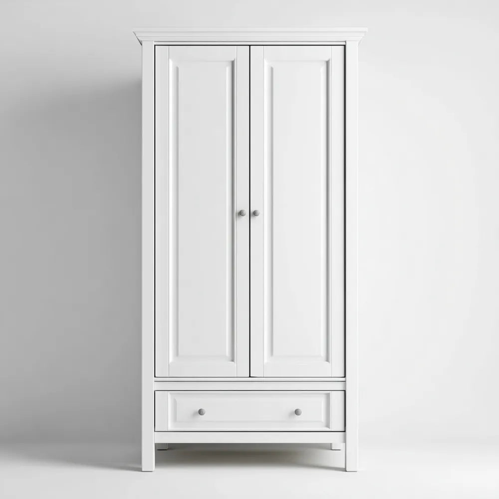Wardrobe Solid Wood 180x90x50 cm - White - Classic Design